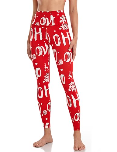LIEBERGO Workout Leggings for Women Tummy Control Christmas Mermaid Yoga Pants High Waisted Printed Leggings for Women - 25'' Christmas Fever Medium