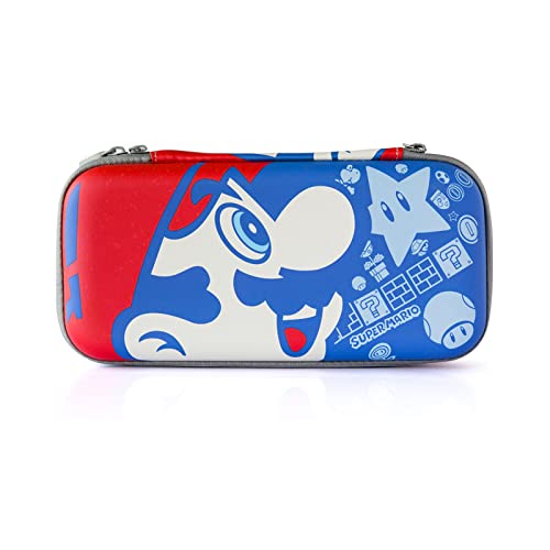 PERFECTSIGHT Cute Carrying Case Compatible with Nintendo Switch Lite OLED Console, Kawaii Hard Shell Travel Carry Case with 10 Game Card Slots,a Wrist Strap, Portable Protective Storage Bag - Mario