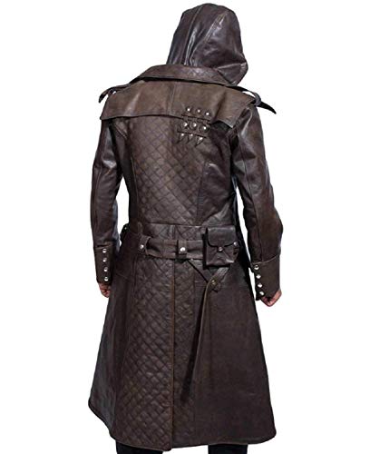 Jacket Craft Assassin's Creed Syndicate Jacob Frye Brown Leather Trench Coat For Men (X-Large)