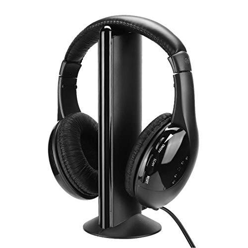 EBTOOLS Wireless Headset, FM Earphone, Multifunctional Black with Charging Stand for PC DVD VCD Built in Microphone