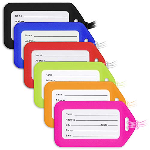 Mifflin-USA Luggage Tags (Assorted, 12 PK), Bag Tag for Baggage, Suitcase Tags Bulk