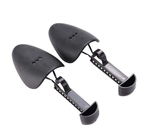 1Pair Professional Adjustable Practical Portable Automatic Support Shape Plastic Two-Way Shoe Tree - Shoe Stretcher Boot Holder Shaper with Tension Spring Coil for Most Shoes (Men Size-Black)