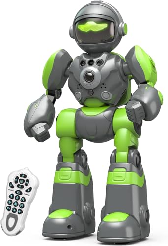 YUANJIROT Robot Toys for Kids, Boy RC Gesture Sensing Toy, Interactive Recordable Programmable Robot Gift for Boys Girls Aged 5-7,Green&grey