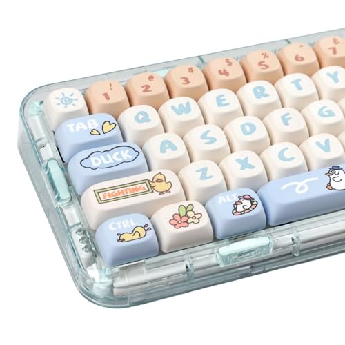 ZMX Cute Keycaps Set,PBT Keycap Dye-Sublimation MOA Profile Full Size 139 Keys Custom keycaps for Cherry MX Switches Mechanical Gaming Keyboards Keycaps DIY Set (Cute Duck)