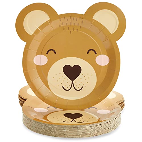 Sparkle and Bash 48-Pack Teddy Bear Paper Plates for Baby Shower Decorations (11x11 in)