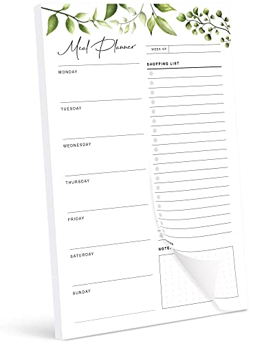 Magnetic Meal Planning Pad for Fridge 52 Undated Sheets | 6x9 Inch Notepad | Notebook for Meal Planner and Grocery List with Magnet | Weekly Meal Planner for kitchen with Tear Off Shopping List