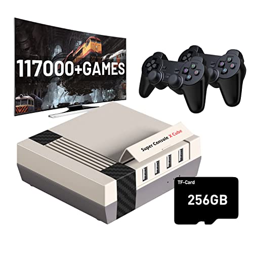 Kinhank 117000+ Retro Game Console,Super Console X Cube Mini Classic Video Games, Gaming Systems for TV,Plug and Play,Compatible with 70+ Emulators,Dual System 4K HD/AV Output 256G