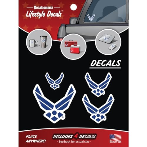 Officially Licensed US Air Force Decals - 4 Piece Air Force Sticker for Truck or Car Windows, Phones, Tablets & Laptops – Large Military Decals 1.75 to 4 Inches – Car Decals Military Collection
