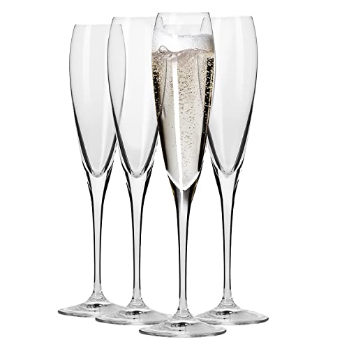Krosno - Perla Champagne Glasses 4 x 5.7 fl oz | Set of 4 | Champagne Flutes | Prosecco | Wedding Gift | Dishwasher Safe | Crystalline Glass | Durable | Scratch Resistant | Gift Idea | Made in Europe