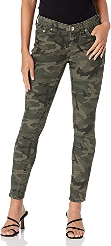 True Religion Women's Halle High Rise Skinny Fit Jean, Olive Camo, 25