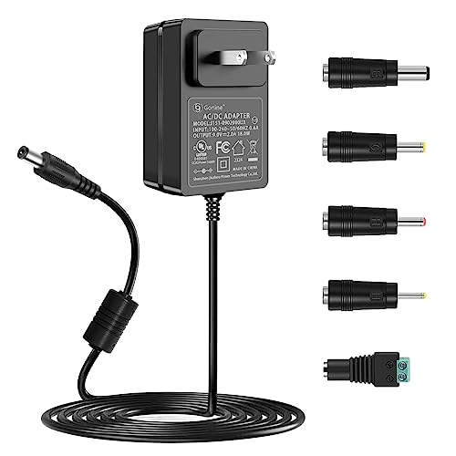 Gonine 9V 2A DC Power Supply Cord, 110-240Vac 50-60Hz 9Volt Connector Plug 18W AC Adapter for 9Vdc 300mA 500mA 800mA 1000mA 1200mA 1500mA 2000mA Power Devices.