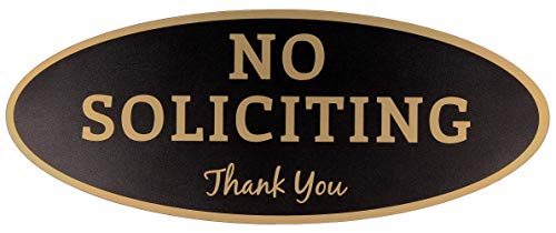 No Soliciting Sign – Digitally Printed Indoor/Outdoor Sign – Durable UV and Weather Resistant (Small - 2' x 5', Black with Gold Letters)