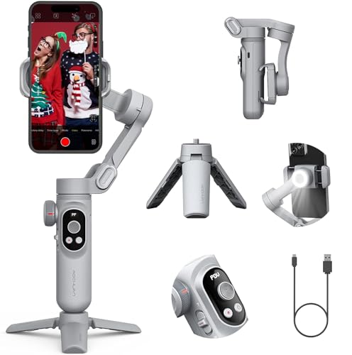 Professional Gimbal Stabilizer for Smartphone OLED Display LED Light Focus Wheel 3-Axis Gimbal Stabilizer for iPhone 15 14 13 12 Pro/Max Galaxy S21-AOCHUAN Smart X Pro