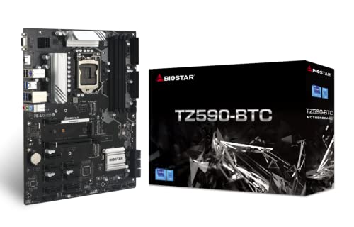 Biostar TZ590-BTC (Intel 10th and 11th Gen) LGA 1200 Intel Z590 9 GPU Support GPU Mining Motherboard.