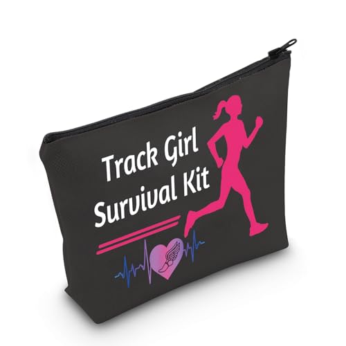 MEIKIUP Track and Field Lover Gift Track Girl Survival Kit Athlete Cosmetic Bag Track and Field Runners First Aid Kit Track and Field Coach Travel Storage Bag (Track Girl Bag Black)