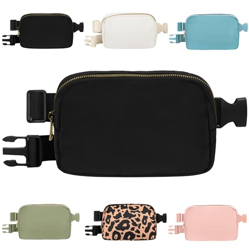 VKIOIP Belt Fashion Waist Pack with Adjustable Strap,Hands Free Crossbody Fanny Bag with Zipper,Workout Exercise Accessories for Traveling,Running,Hiking,Cycling,Sports Gifts(Black)