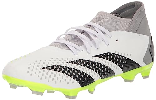 adidas Unisex Predator Accuracy.3 Firm Ground Soccer Cleats Sneaker, White/Core Black/Lucid Lemon, 10 US Men