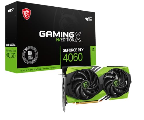 MSI Gaming GeForce RTX 4060 8GB GDRR6 128-Bit HDMI/DP Nvlink TORX Fan 5.0 Ada Lovelace Architecture Graphics Card (RTX 4060 Gaming X NV Edition 8G)