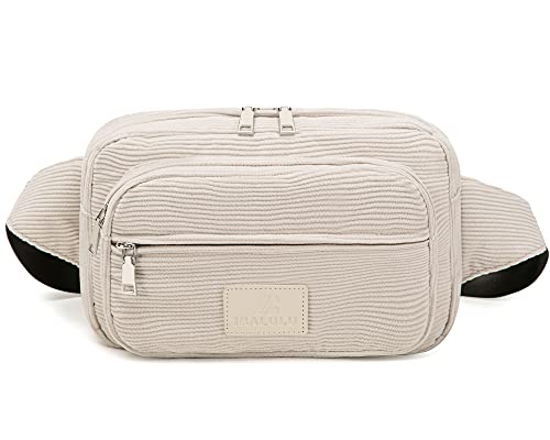 ibalulu Fanny Packs for Women, Belt Bag Large 5L, Sling Bags with Adjustable Strap, Fashion Waist Packs for Travel Shopping Hiking Cycling Running,Beige