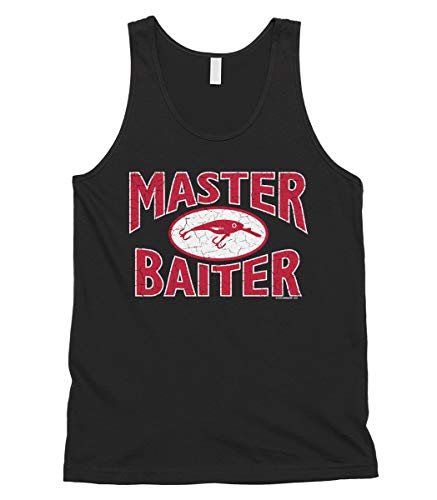 Men's Master Baiter Fish Lure, Funny Fishing Tank Top (Black, 2X-Large)