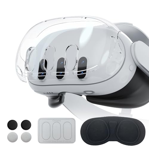 DUXICEPIN Accessories for Meta Quest 3, Protective Shell Cover for Oculus Quest 3, VR Accessories Included Transparent Shell Cover, Lens Tempered Film, Lens Cover, Joystick Caps(Not for Charging Dock)