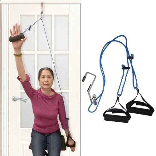 Shoulder Pulley for Physical Therapy | Shoulder Pain Relief | Exercise Equipment for Home Workouts | Pulleys for Shoulder Rehab Over Door|Foam Handles w/Velcro | Rotator Cuff, Stroke and Arthritis