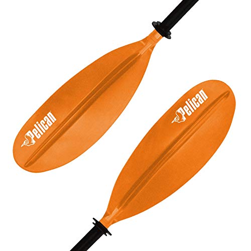 Pelican - Standard Kayak Paddle - Orange - 220 cm (86.6 in.) - Aluminum Shaft and a Durable Polypropylene Blade - 0/65° Blade Angle - with Drip Ring - PS1967-00