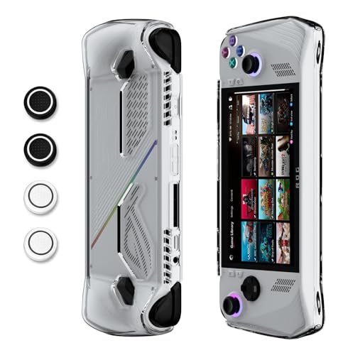 Aircawin Case for ROG Ally Case Clear,Shockproof Clear Case Case for Asus Rog Ally Handheld Game Console with 4pcs Thumb Stick Cap,Lightwheight Soft TPU Case for ROG Ally Gaming Accessories-Clear