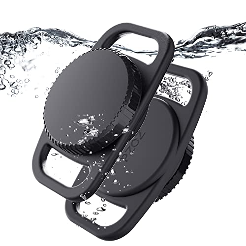 PZOZ Waterproof Airtag Dog Collar Holder (2 Pack) for Apple AirTag, Plastic & Silicone Pet Collar Case Anti-Lost Air Tag Cover Holder for Cat Dog GPS Tracker