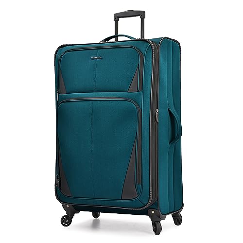 U.S. Traveler Aviron Bay Expandable Softside Luggage with Spinner Wheels, Teal, 30-Inch