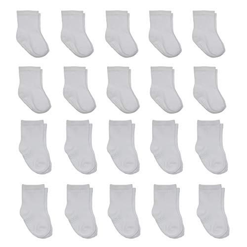 Little Me 20-Pack Newborn Baby Infant & Toddler Unisex Socks, 0-12/12-24 Months, Assorted Size Pack, White