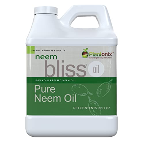 Neem Bliss - Pure Organic Neem Oil Spray for Plants, 100% Cold Pressed - OMRI Listed - All-Natural Concentrate Leaf Polish (32 Fl Oz)