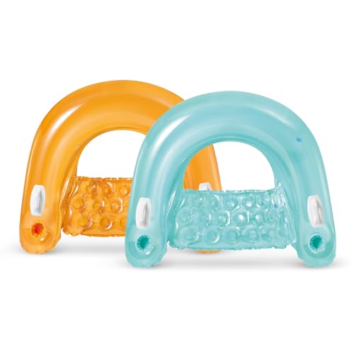 Intex 58859EP Sit 'N Float Inflatable Pool Float: Pool Lounge with Built-in Cup Holders – Heavy-Duty Handles – 220lb Weight Capacity – 58' x 39' – Colors May Vary