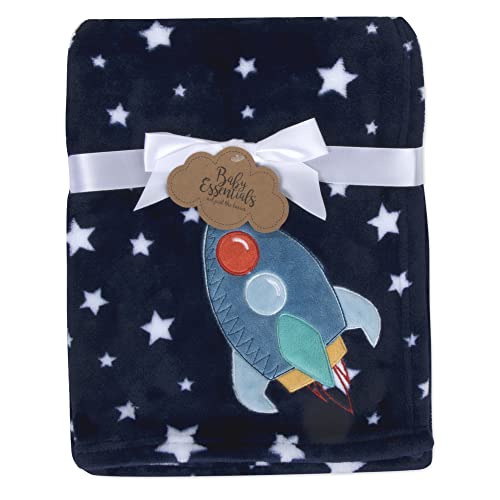 Plush Fleece Throw and Receiving Baby Blankets for Boys and Girls 30x40 (Soaring Rocketship)