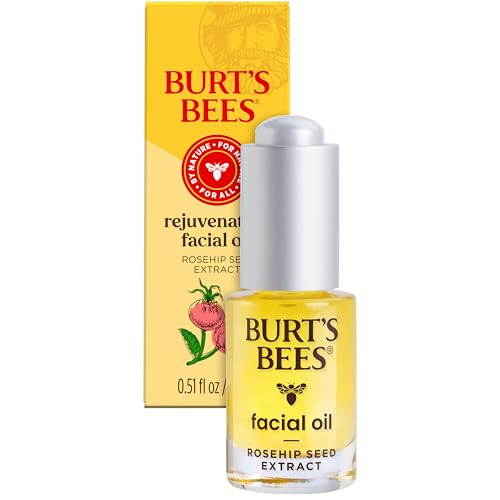 Burt's Bees Gua Sha Face Oil With Rosehip Seed Extract, Reduces Appearance of Fine Lines and Wrinkles, Use with Ice Roller & Facial Tools, Natural Origin Skin Care, 0.51 fl. oz.