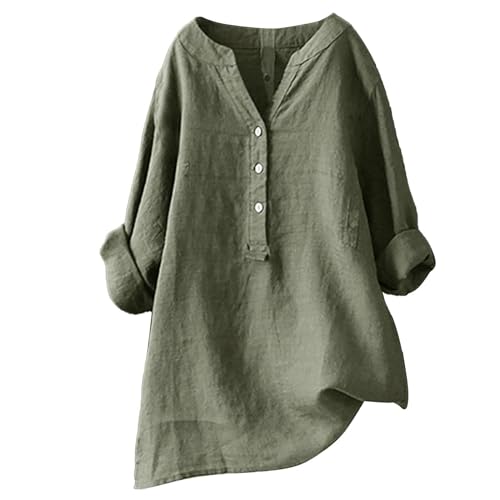 My Orders Your Orders Placed Recently by me Cotton Linen Shirts Womens 3/4 Sleeve t Shirts Oversized t Shirts Womens Casual Blouse v Neck t Shirts for Women Women Button Down Shirts Brown-1 XL
