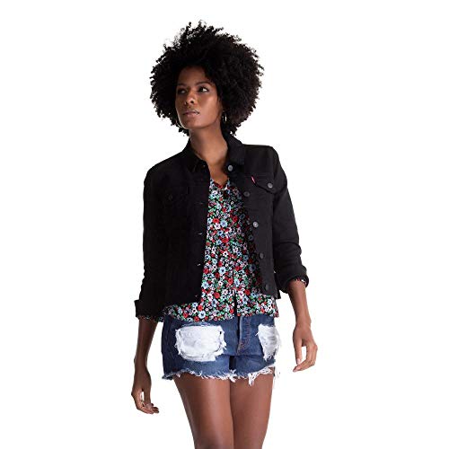 Levi's Women's Original Trucker Jacket, Black and Black, Medium