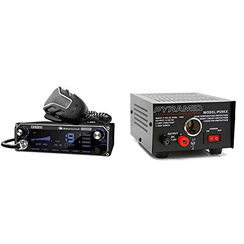 Uniden Bearcat 980 40- Channel SSB CB Radio with Sideband & Pyramid PS9KX Universal Compact Bench Power Supply-5 Amp Linear Regulated Home Lab Benchtop Converter w/ 13.8 Volt DC 115V AC 70 Watt Input