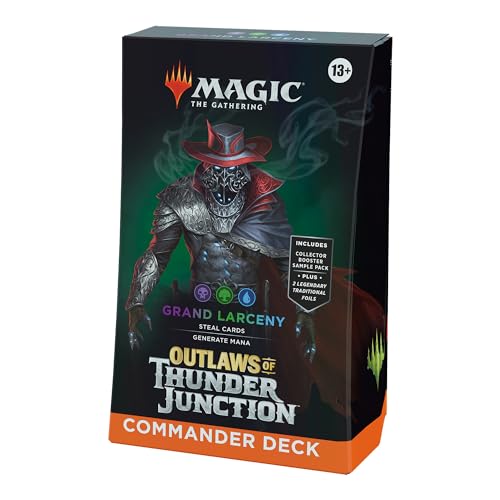 Magic: The Gathering Outlaws of Thunder Junction Commander Deck - Grand Larceny (100-Card Deck, 2-Card Collector Booster Sample Pack + Accessories)