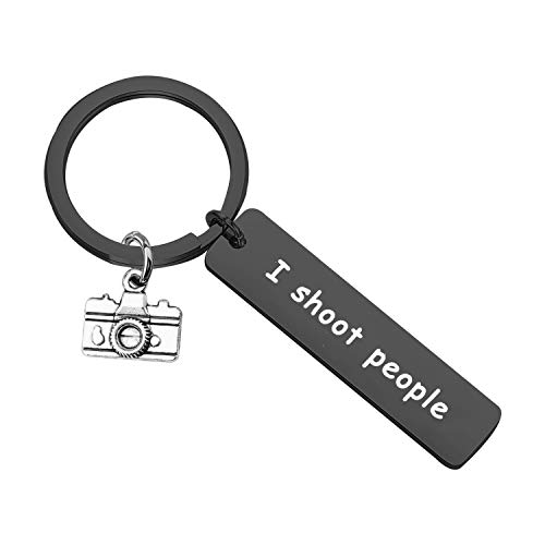 ENSIANTH Photographer Gift I Shoot People Keychain Photography Gift Camera Keychain (Shoot Keychain Black)