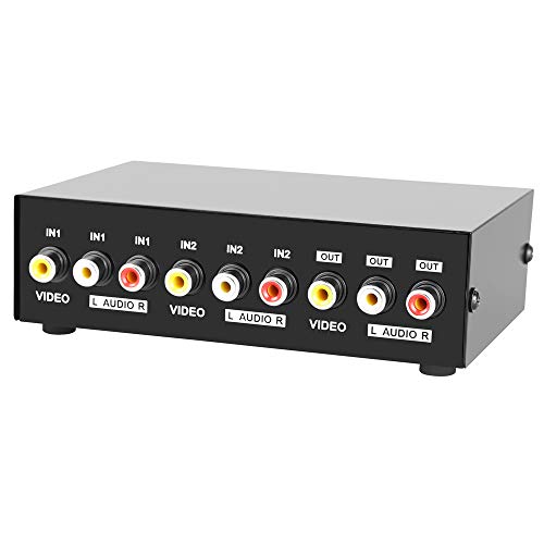 Panlong 2 Port AV RCA Switch 2 in 1 Out Composite Video L/R Audio Switcher Selector Box for DVD Player, Sega Genesis, SNES, N64, PS2/3 Game Consoles