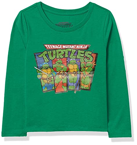 Teenage Mutant Ninja Turtles Boys' Long Sleeve Graphic T-Shirt, Green, 4T