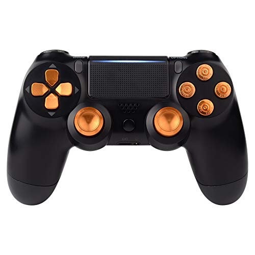 eXtremeRate Gold Aluminum Analog Thumbsticks & Bullet Buttons & D-pad Replacements Kits Metal Buttons for ps4 Slim Pro Controller