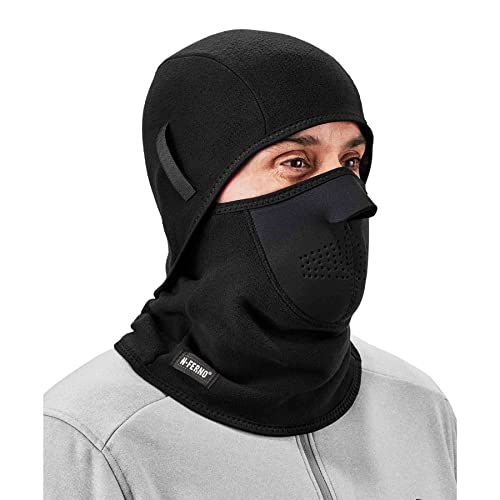 Balaclava, Neoprene Winter Face Mask, Detachable Top and Bottom, Straps To Attach To Hard Hat, Ergodyne N-Ferno 6827,Black