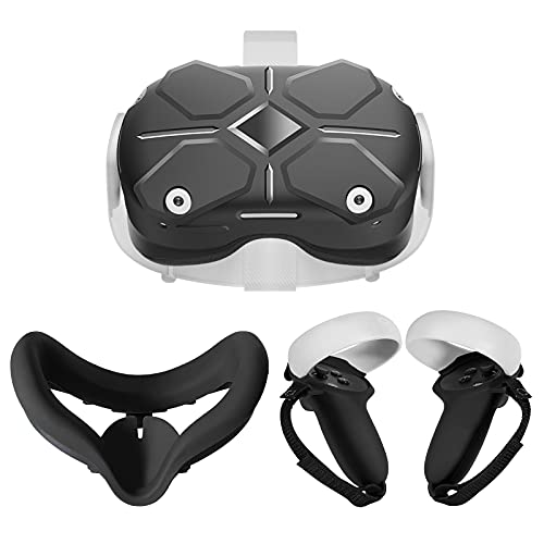Rumbloo Silicone Controller Grip Cover for Oculus Quest 2, VR Face Protector Cover for Quest 2, VR Shell Front Cover, Headset Accessories Anti-Scratch Anti-Shock