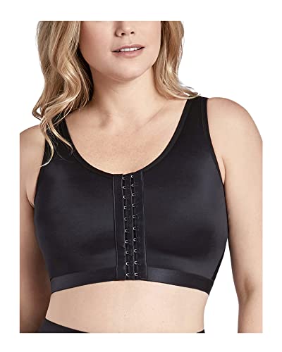 CURVEEZ Post-Surgery Front Closure Wireless Bra, Compression Shapewear Top with Wide Straps for Breast Augmentation Recovery Black