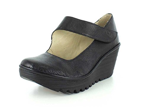 FLY London Women's Yasi Wedge Pump, Black Mousse, 37 EU/6.5-7 M US