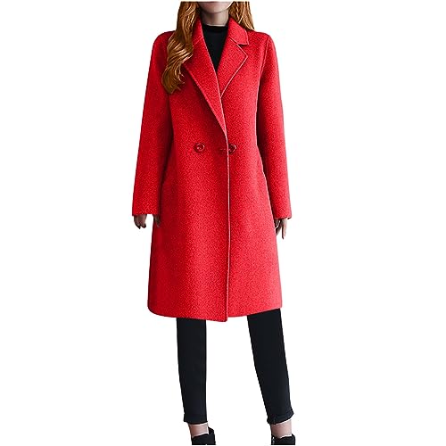 October Deals Pink Fringe Jacket Women'S Plaid Jacket Solid Color Lapel Pocket Long Woolen Coat Long Sleeved Hooded Casual Jacket