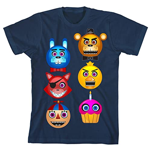 Five Nights at Freddy’s Animatronic Character Heads Boy’s Navy T-Shirt-L