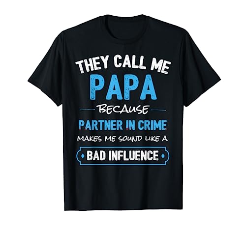 Funny Grandpa Shirts, Papa Partner In Crime Dad T-Shirt